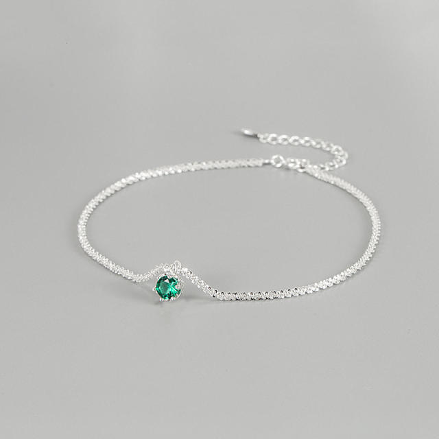 925 sterling silver hot sale shiny anklet with color cubic zircon