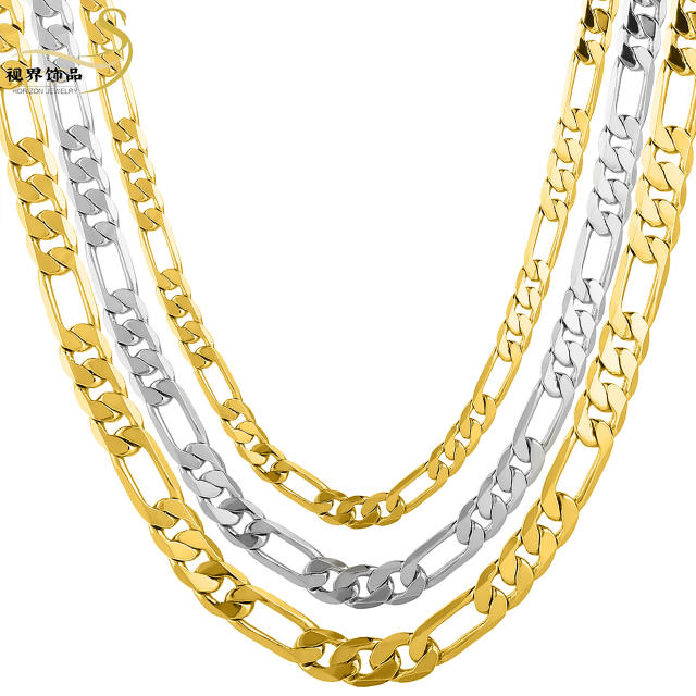 HIPHOP stainless steel figaro chain necklace for men