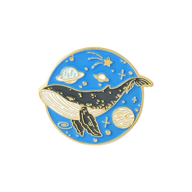 Creative blue color ocean series whale alloy brooch pins