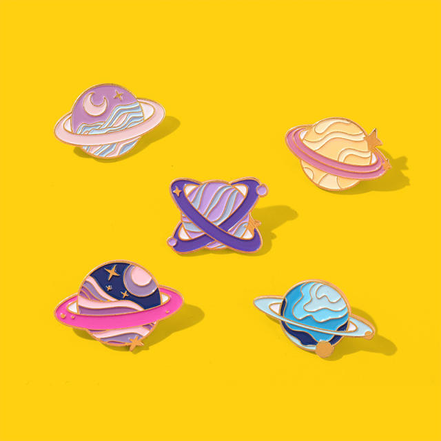 Cute color enamel the planet shape alloy brooch pins