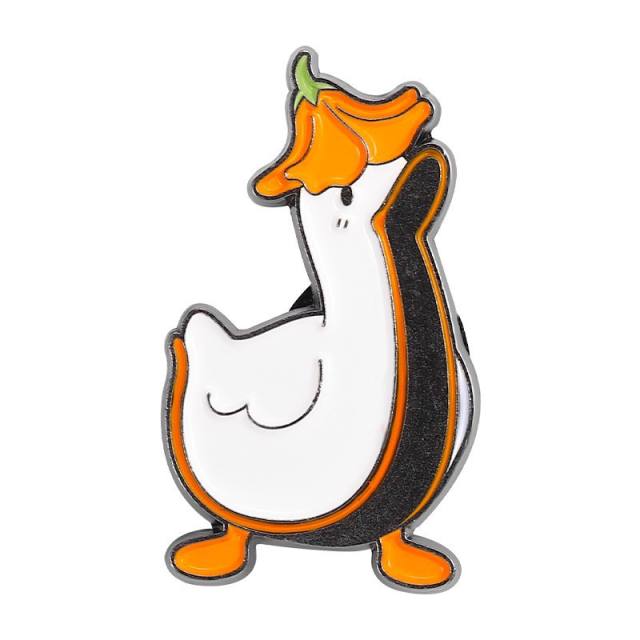 Hot sale cute enamel big goose metal brooch pins