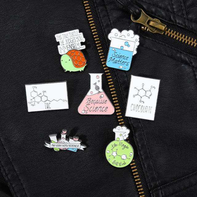 Color enamel laboratory series school brooch pins