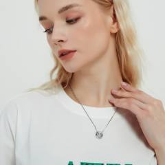 Hiphop initial letter coin pendant stainless steel box chain necklace