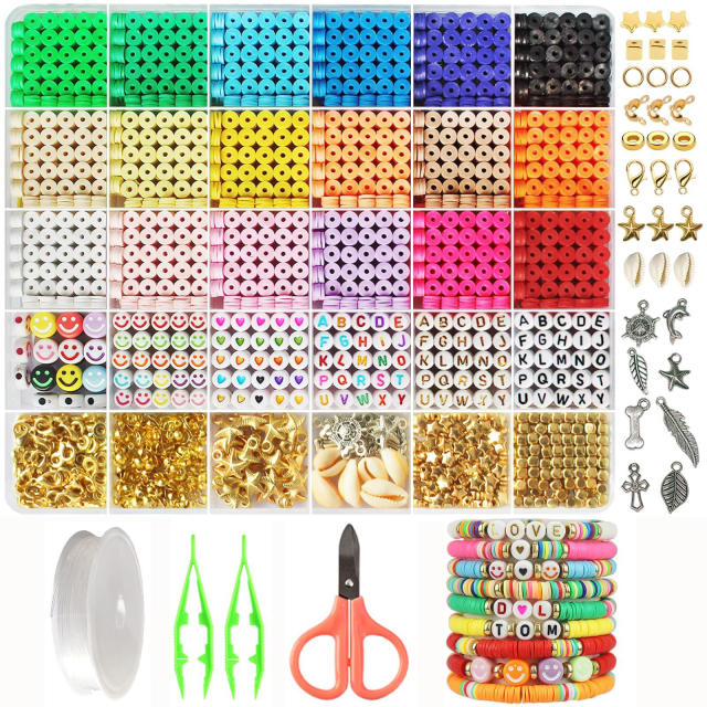 Hot sale colorful clay beads diy bracelet jewelry set