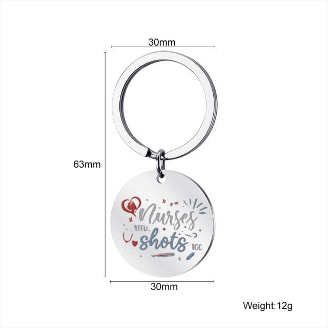 Creative thanksgiving day color painting letter stainless steel keychain