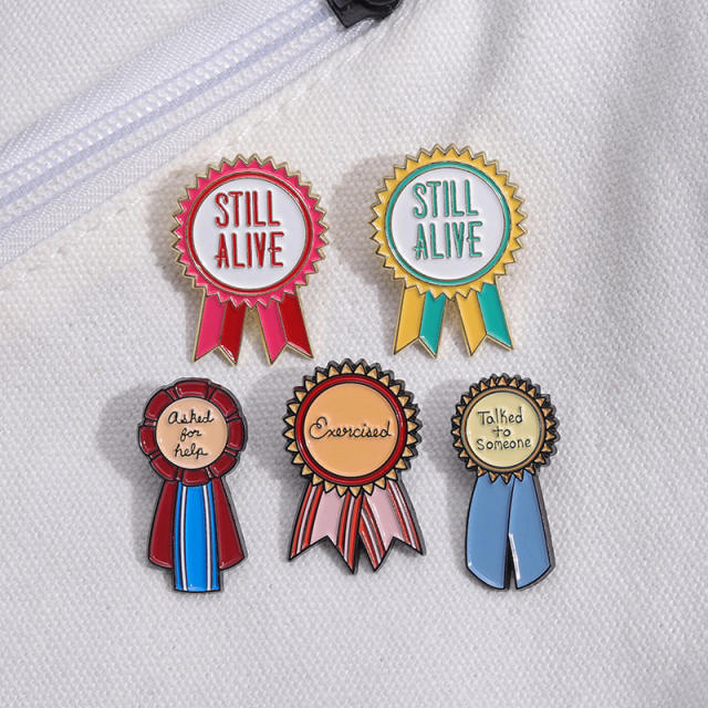 Color enamel medal shape alloy brooch pins