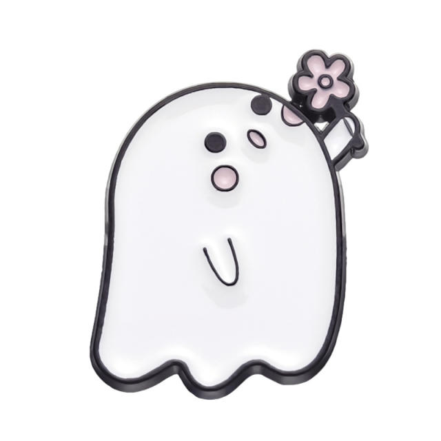 Halloween white color enamel ghost alloy brooch pins