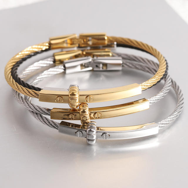 Easy match wireless stainless steel bangle for men