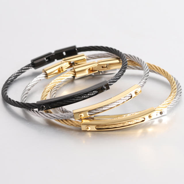 Pop stainless steel wireless thin bangle bracelet for men