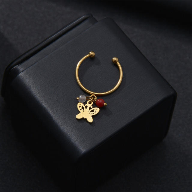 Personality letter flower charm stainless steel finger rings