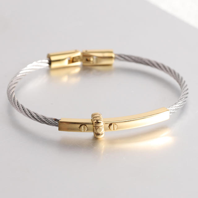 Easy match wireless stainless steel bangle for men