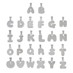Hiphop ice out initial letter pendant stainless steel rope chain necklace