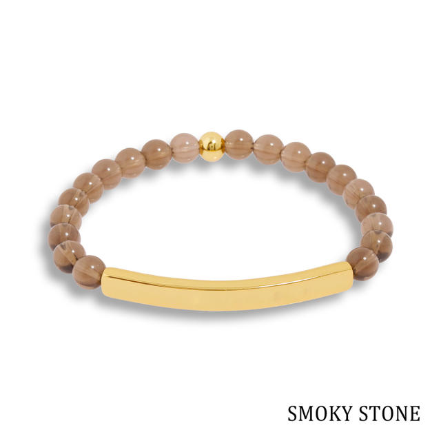 Hot sale natual stone bead stainless steel bar bracelet