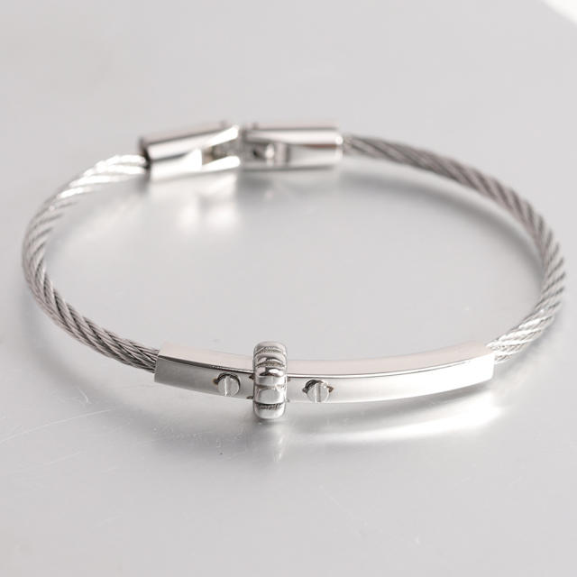 Easy match wireless stainless steel bangle for men