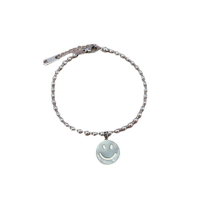 Personality cute mother shell smile face charm stainless steel bead bracelet