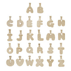 Hiphop ice out initial letter pendant stainless steel rope chain necklace