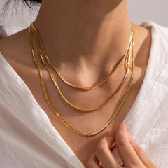 18k Easy match basic snake chain stainless steel necklace