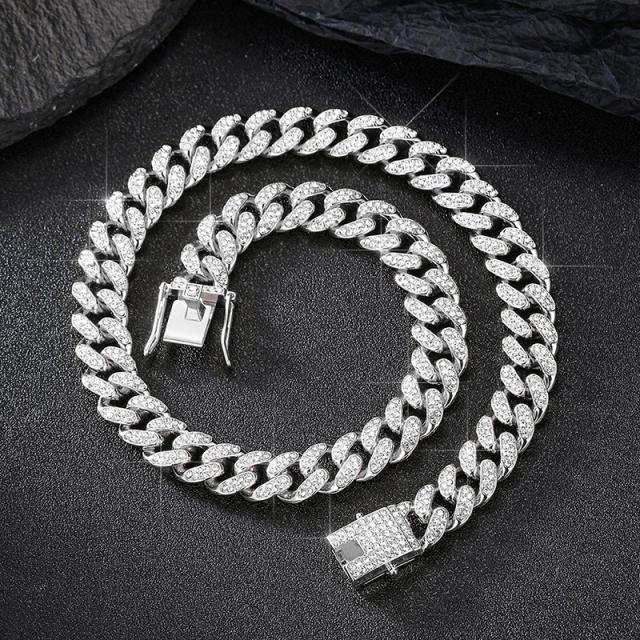 Hot sale classic diamond cuban link chain necklace