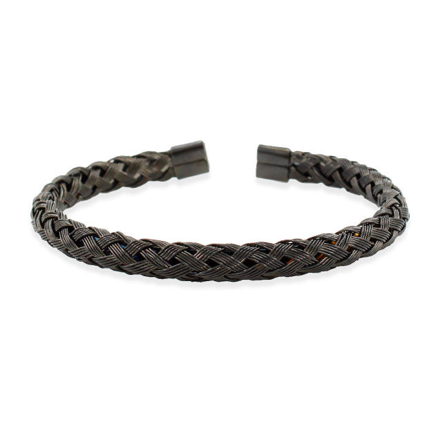 Classic braid pattern wireless stainless steel cuff bangle