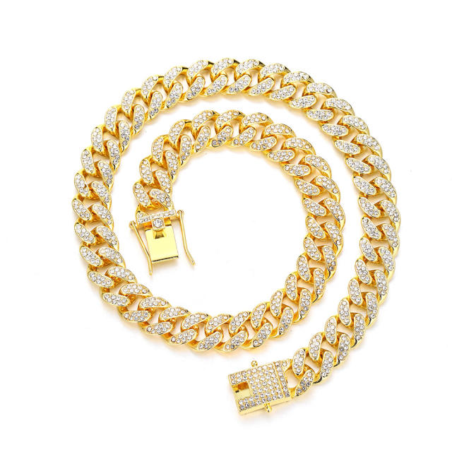 Hot sale classic diamond cuban link chain necklace