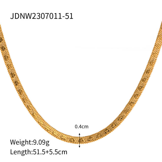 INS 18K easy match herringbone chain stainless steel necklace