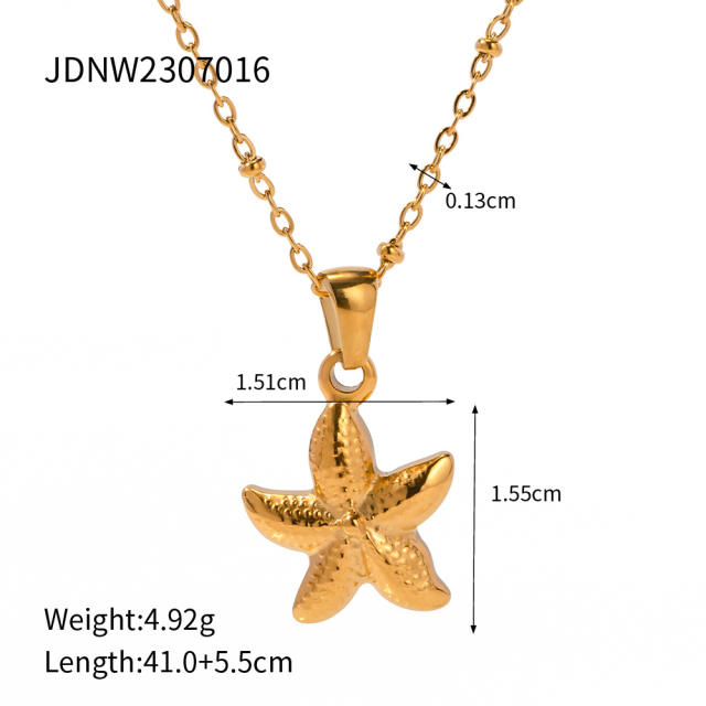 Holiday trend dainty ocean series starfish pendant stainless steel necklace