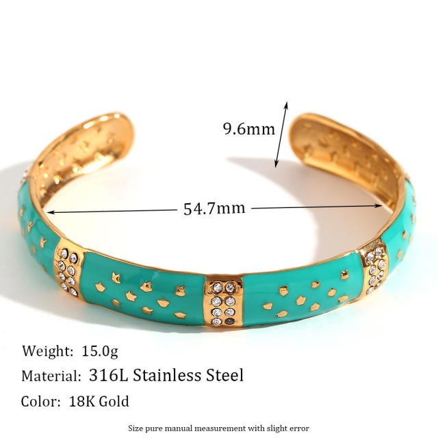 National trend color enamel stainless steel cuff bangles
