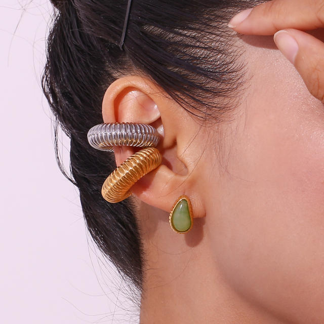 18KG colorful resin statement cute drop shape stainless steel earrings