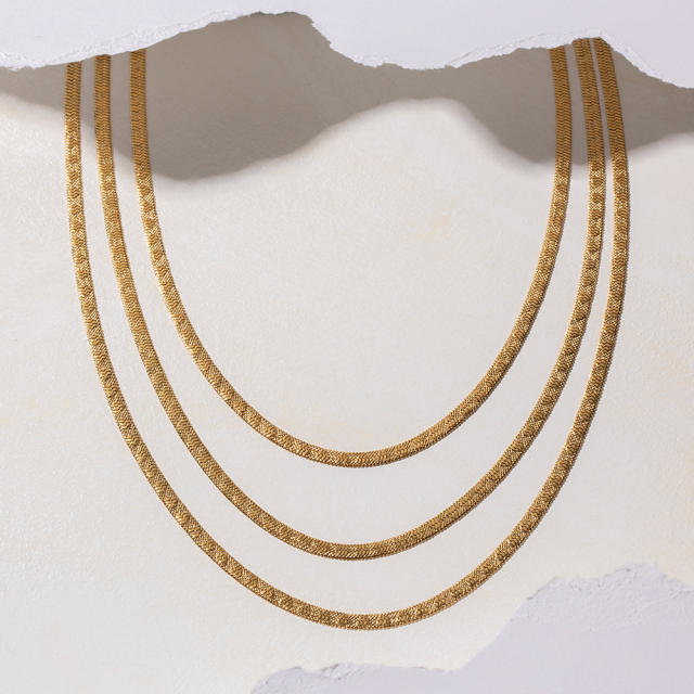 INS 18K easy match herringbone chain stainless steel necklace