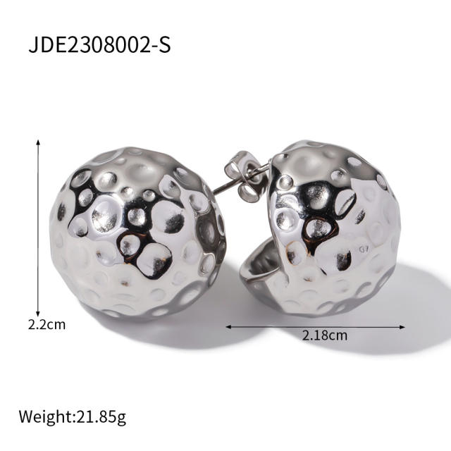 Chunky ball shape stainless steel studs earrings