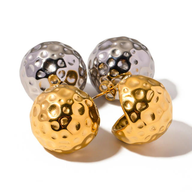 Chunky ball shape stainless steel studs earrings