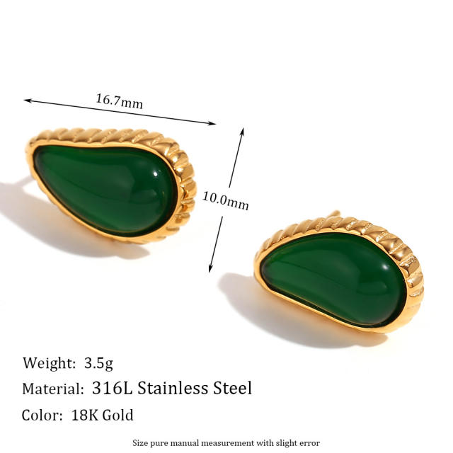 18KG colorful resin statement cute drop shape stainless steel earrings