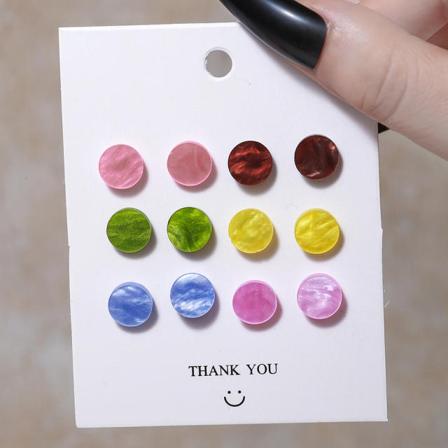 6 pair easy match colorful resin butterfly heart flower studs earrings set