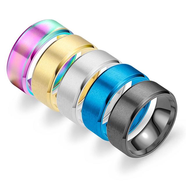 Simple easy match frost stainless steel rings band for men