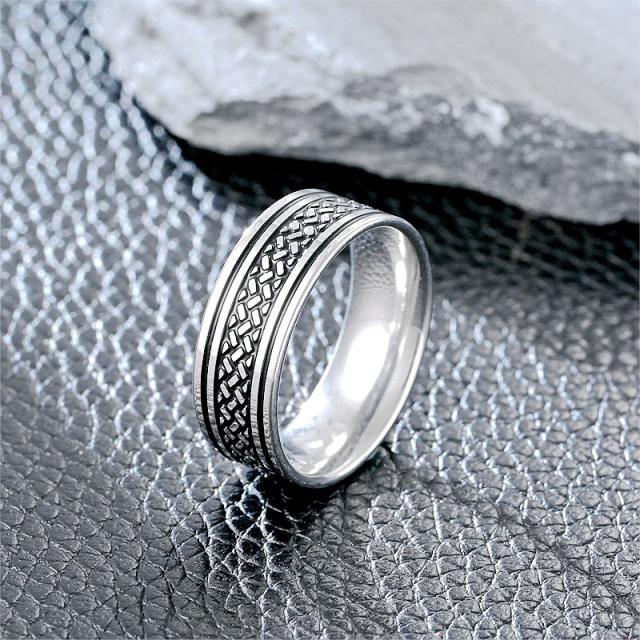 Silver color punk trend stainless steel rings band for men