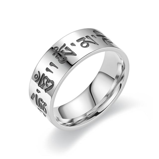 Silver color punk trend stainless steel rings band for men