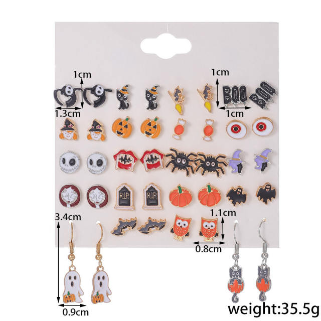 Halloween pumkin ghost alloy earrings set