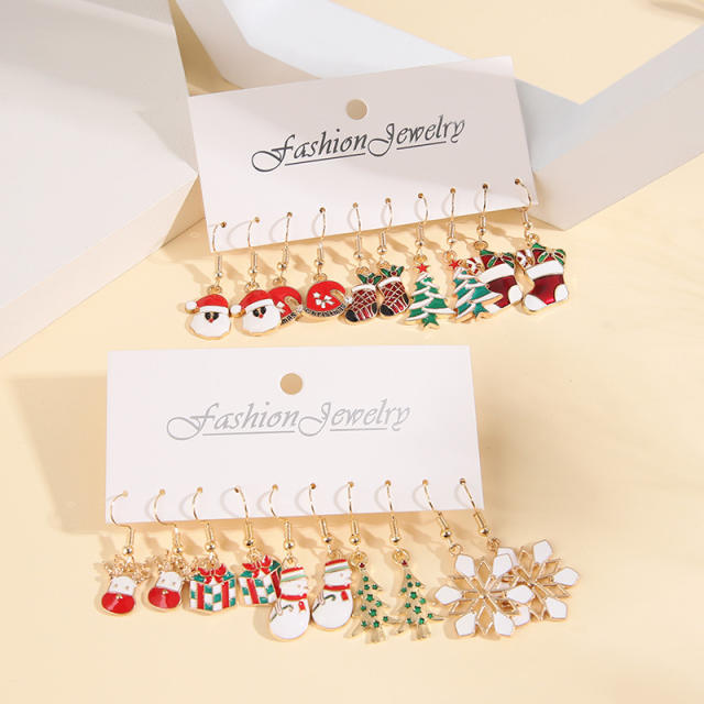 5 pair enamel christmas series alloy earrings set