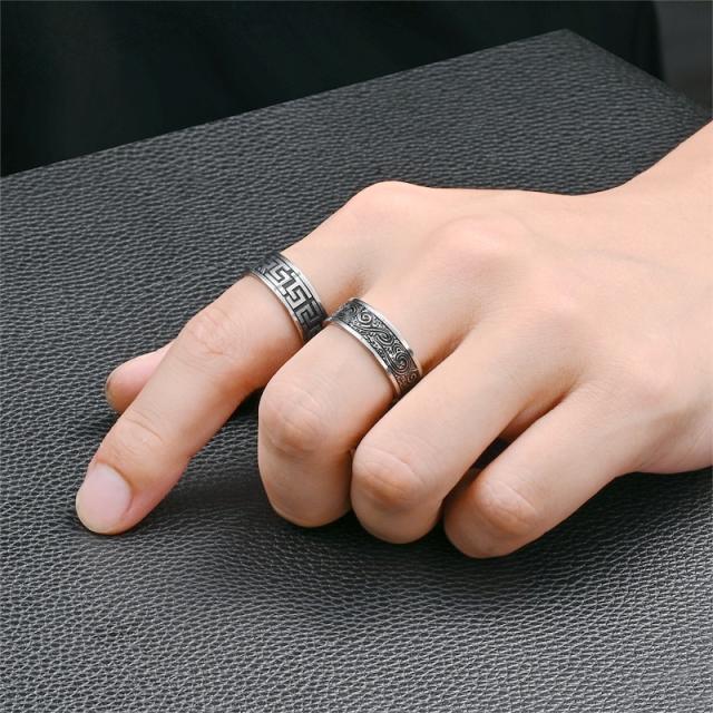 Vintage stainless steel rings band for men