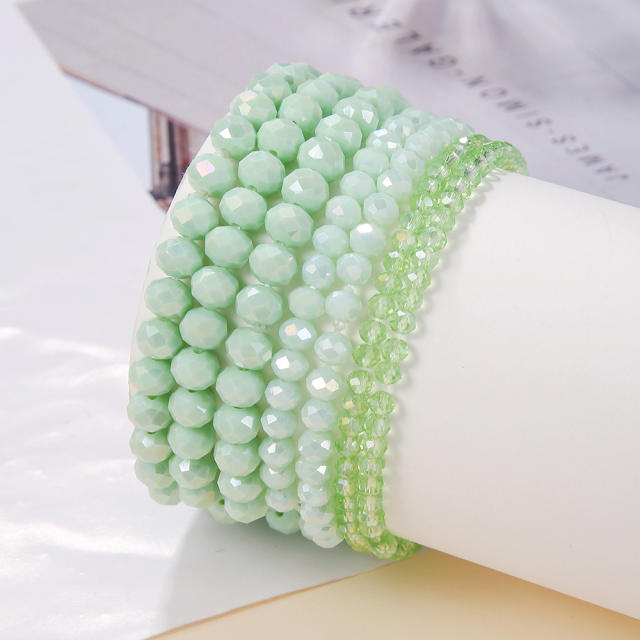 7pcs color bead layer elastic bracelet set