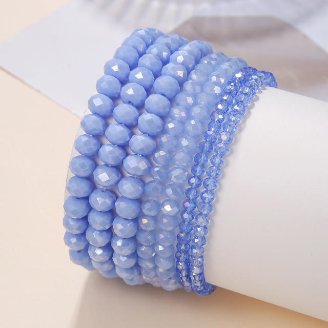 7pcs color bead layer elastic bracelet set