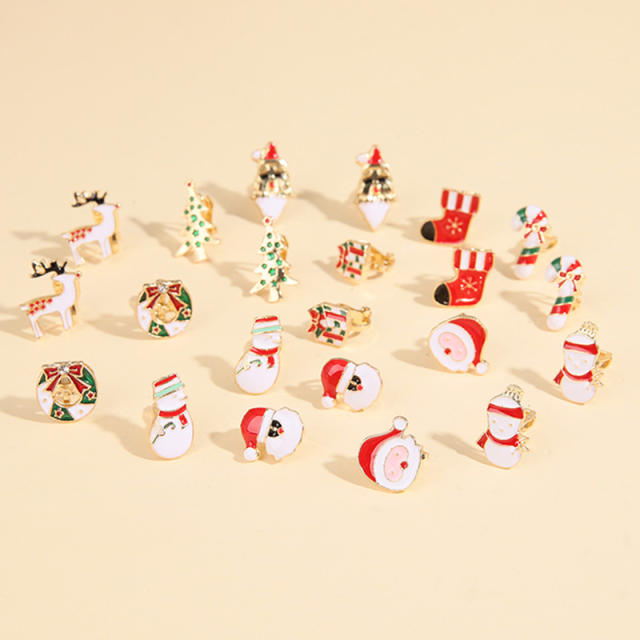 11pair cute enamel christmas studs earrings set