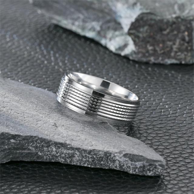 Simple stainless steel rings band for men women