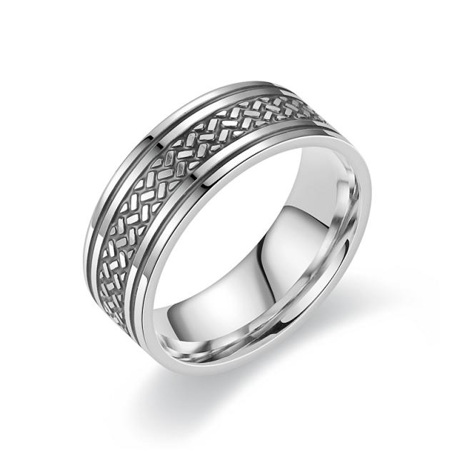 Silver color punk trend stainless steel rings band for men