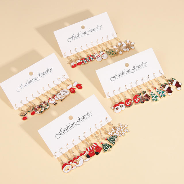 5 pair enamel christmas series alloy earrings set