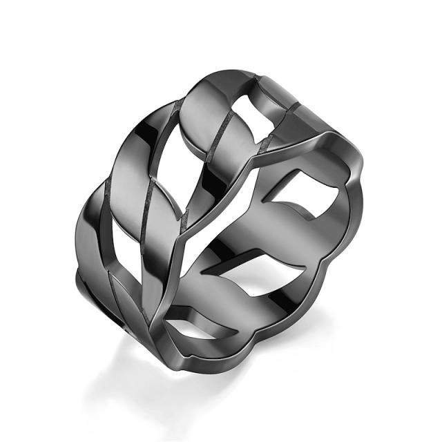 Popular hollow out chain design stainless steel rings for men