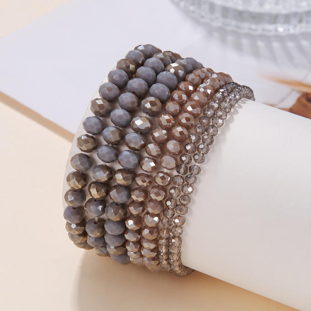 7pcs color bead layer elastic bracelet set