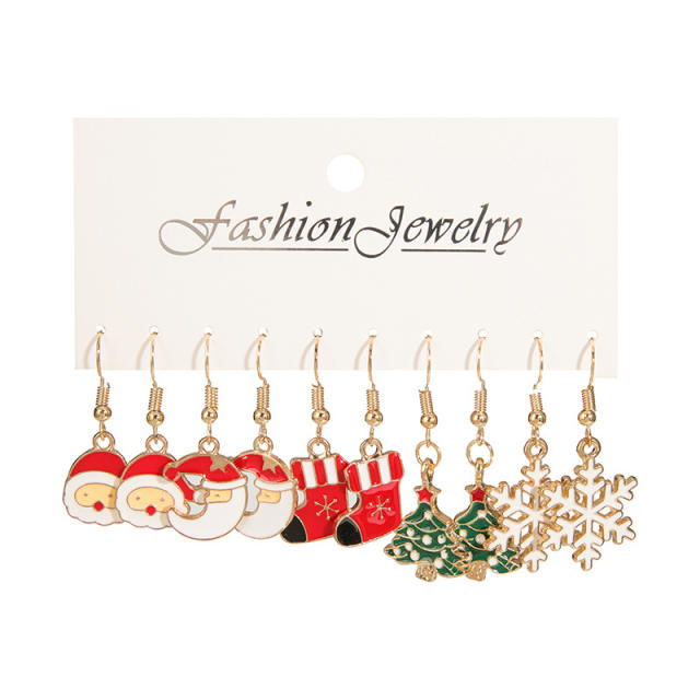 5 pair enamel christmas series alloy earrings set