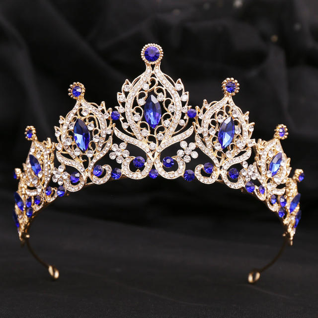 Luxury colorful cubic zircon wedding hair crown