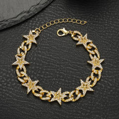 Hiphop ice out cuban link chain star heart choker necklace for men